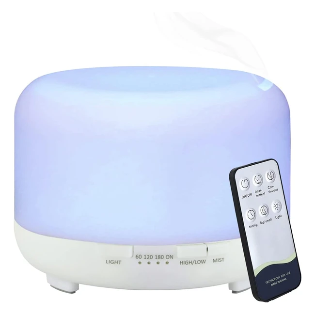 Diffusore di Oli Essenziali Hantoc 450ml - Umidificatore Ultrasuoni con Aroma e Luce LED