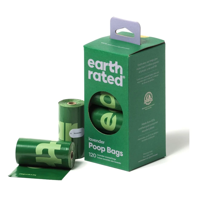 Earth Rated Dog Poo Bags - Guaranteed Leak Proof - Extra Thick - Lavender Scented - 120 Count