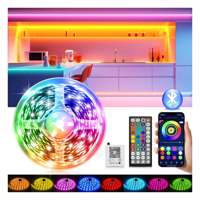 Strisce LED 15m RGB - App Bluetooth - Luci Colorate - Timer - Decorare TV, Cucina, Feste