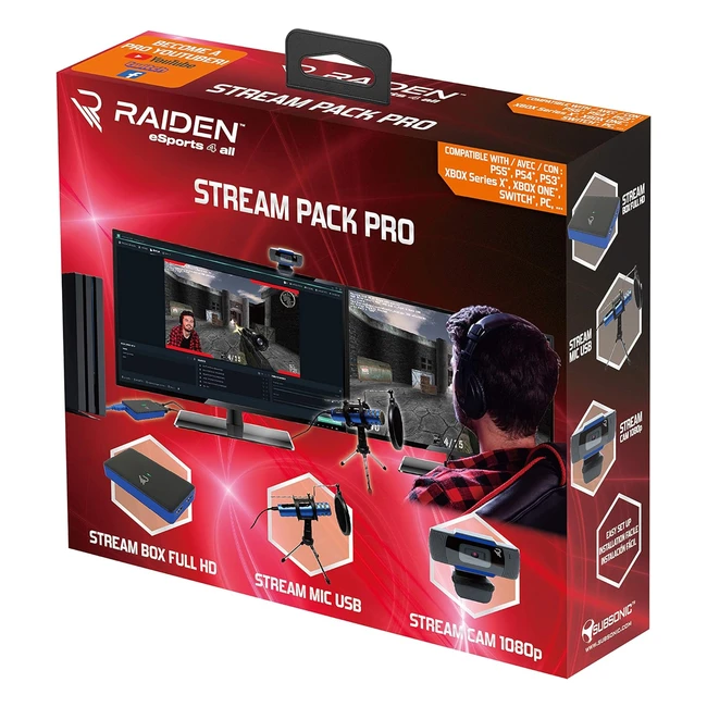 Raiden Paquete de Accesorios para Streamers y Youtubers - Captura de Video Full HD - Micrófono - Cámara HD - PS4 PS5 Xbox Xseries Switch PC