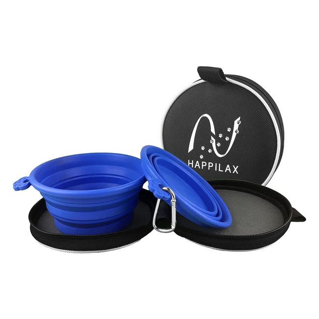 Happilax Set Ciotole Viaggio 2x Ciotole Pieghevoli Cani - Pratiche e Resistenti