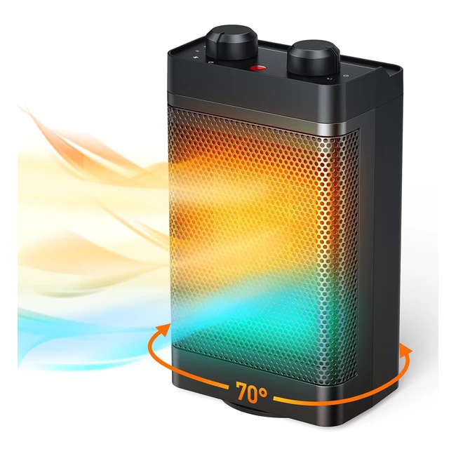 Stufetta Elettrica Basso Consumo 1500W - Riscaldamento Rapido, Oscillazione 70°, Silenzioso - CNKEEO