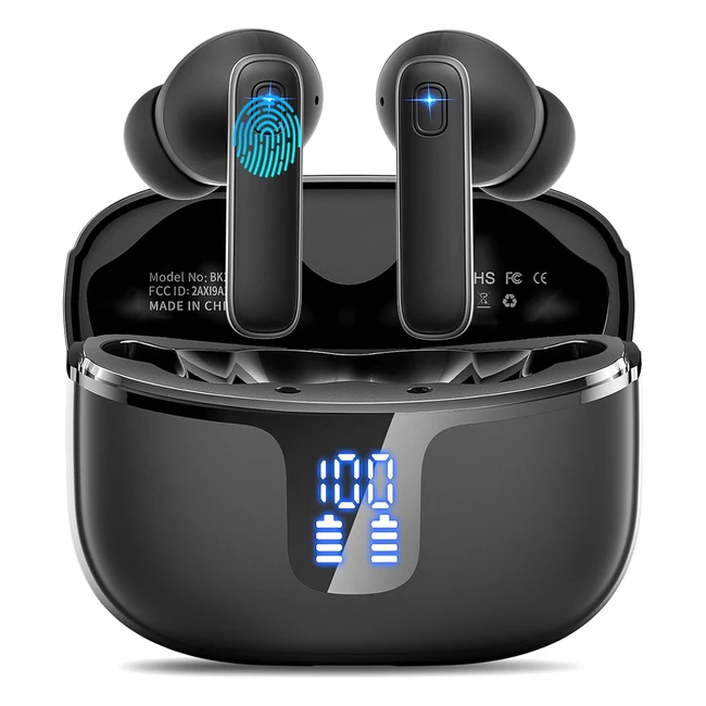 Cuffie Bluetooth Auricolari 53 con Driver Dinamico 142mm - Stereo 4 Enc Mics - Cancellazione Rumore - Cuffie Wireless In Ear 40 Ore - Cuffiette Mini USB-C - Cuffie Senza Fili IP7 Impermeabile