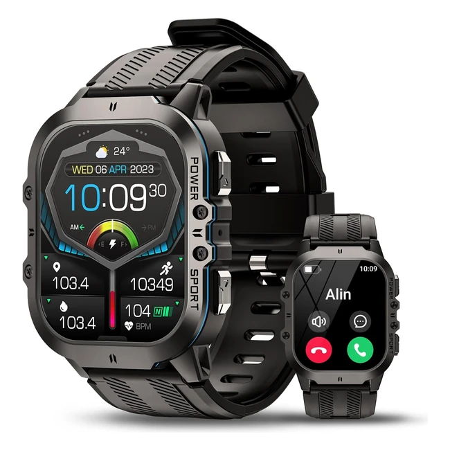 Smartwatch Uomo Avumda 196 Pollici Amoled HD Chiamate Messaggi Cardiofrequenzimetro Contapassi SPO2 IP68