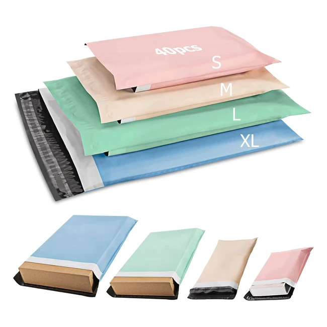 Buste Spedizione Colorate Vinted - 40pcs, Impermeabili e Non Trasparenti - 4 Dimensioni
