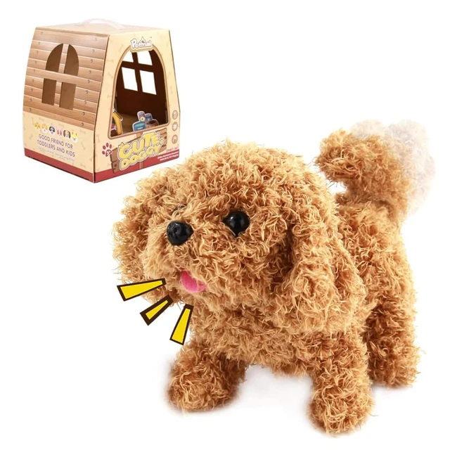 Perro Juguete Andador y Ladra - Peluche Realista - Regalos para Niños y Niñas 3-5 años