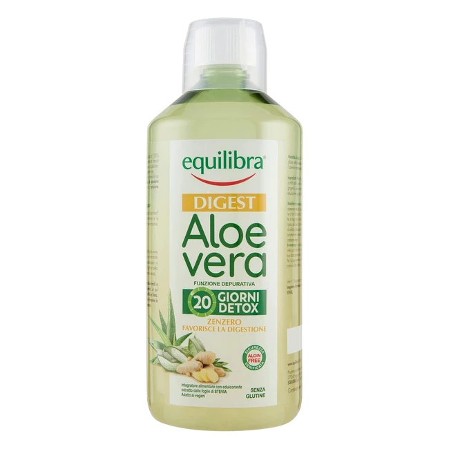 Equilibra Integratori Alimentari Digest Aloe Vera - Detox Pura Polpa con Zenzero - 1 Litro