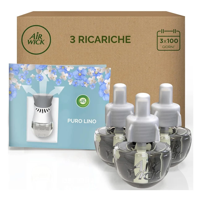 Airwick Ricariche Diffusore Elettrico Oli Essenziali - Confezione da 3 - Fragranza Puro Lino