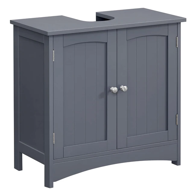 Meuble sous lavabo salle de bain rangement 2 portes battantes étagère réglable style cottage gris