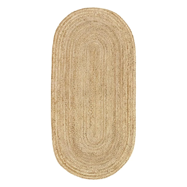 Alfombra de Yute Ovalada Natural 140x70cm - Hecha a Mano - Resistente y Decorativa