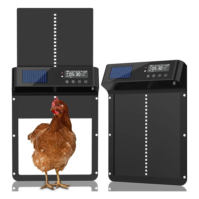 Porte Poulailler Automatique Solaire Cozion - Aluminium - Anti-pigeage - Écran LCD - Télécommande