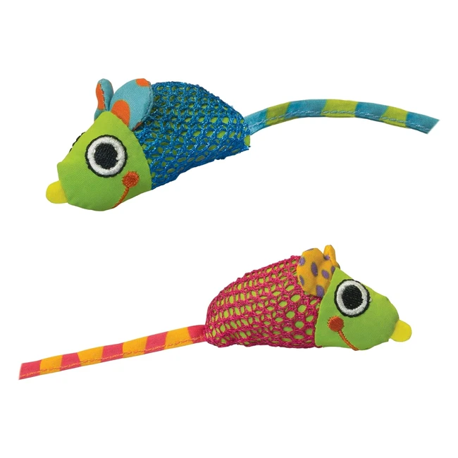 Petstages Catnip Chew Mice Dental Health Cat Toy 2 Pack - Clean Teeth, Engage Play, Redirect Chewing