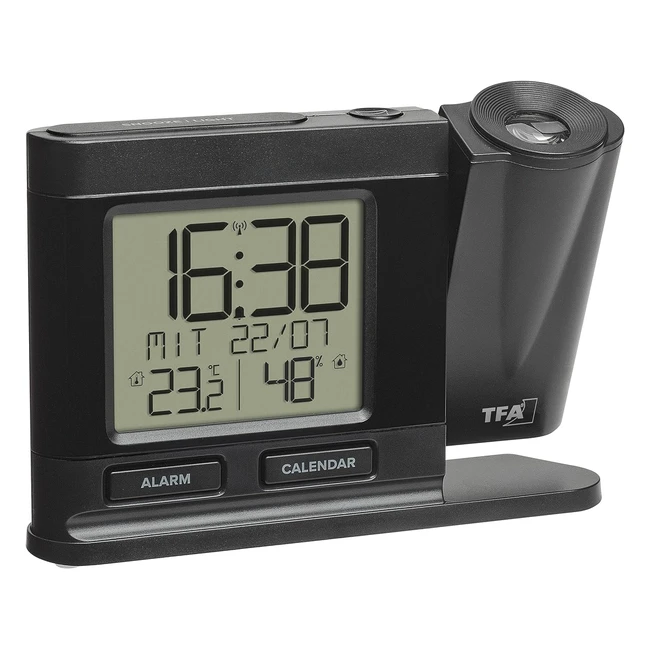 Réveil radiopiloté numérique TFA Dostmann 60501701 avec thermohygromètre - Noir