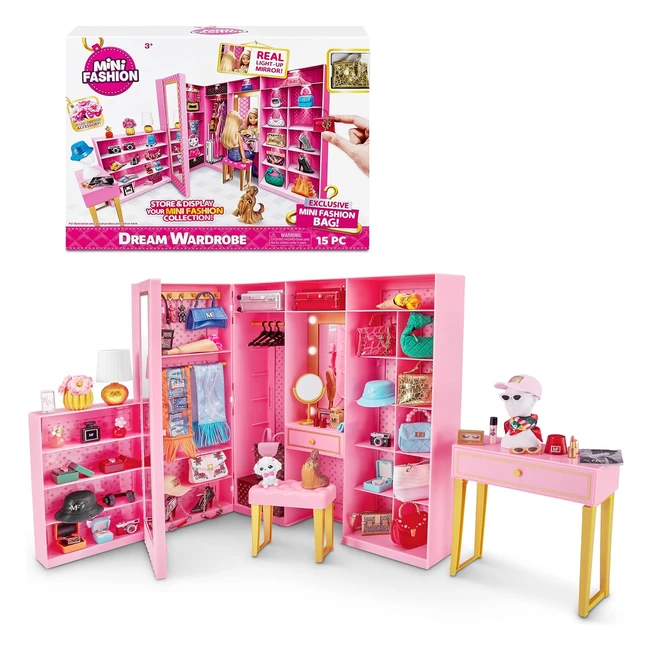 Mini Brands Mini Fashion Dream Wardrobe by Zuru - Exclusive Metallic Mini Fashion Bag - 25 Storage Areas - Gift for Fashion Doll Lovers