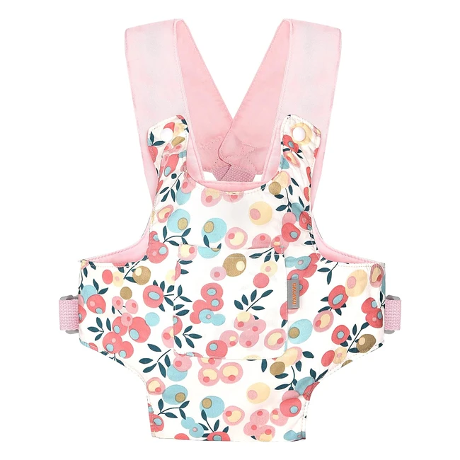 Gagaku Baby Doll Carrier - Front and Back Stuffed Toy with Adjustable Shoulder Straps - Pink Plume