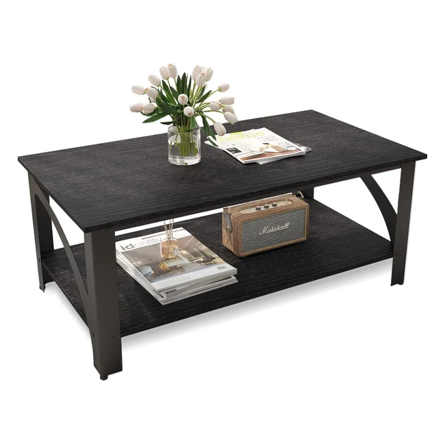 Mesa de Centro Industrial Minimalista Novilla - Estable y Elegante - 45x110x60 cm