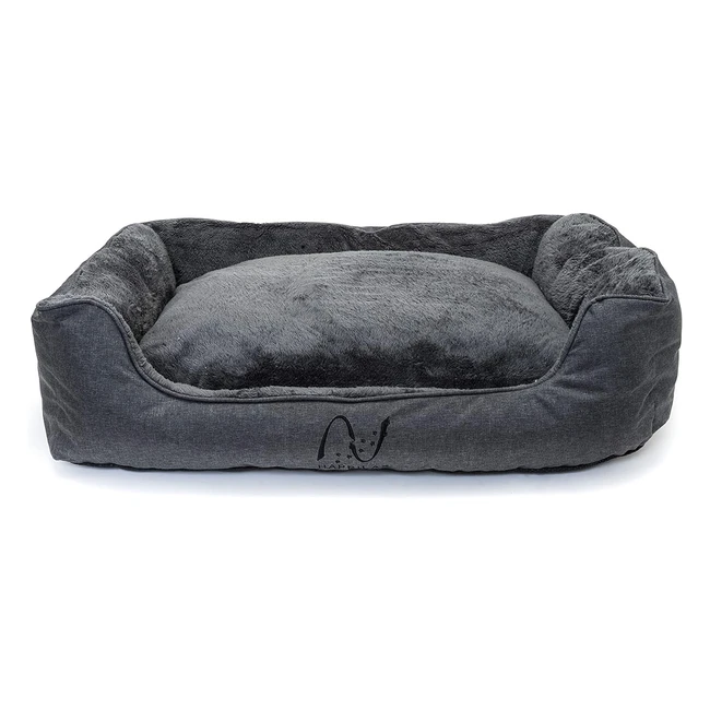 Happilax Letto Lavabile per Cani - Cuscino Reversibile - Taglia L - Grigio