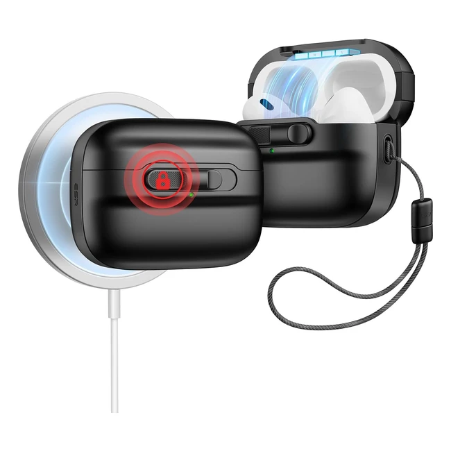 Funda ESR para AirPods Pro 2 - Protección Completa con Cierre Magnético - Serie Pulse - Negro