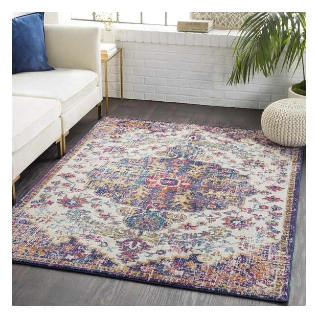 Vintage Surya Asmara Rug - Multicoloured Boho Design - Easy Care - Large Size