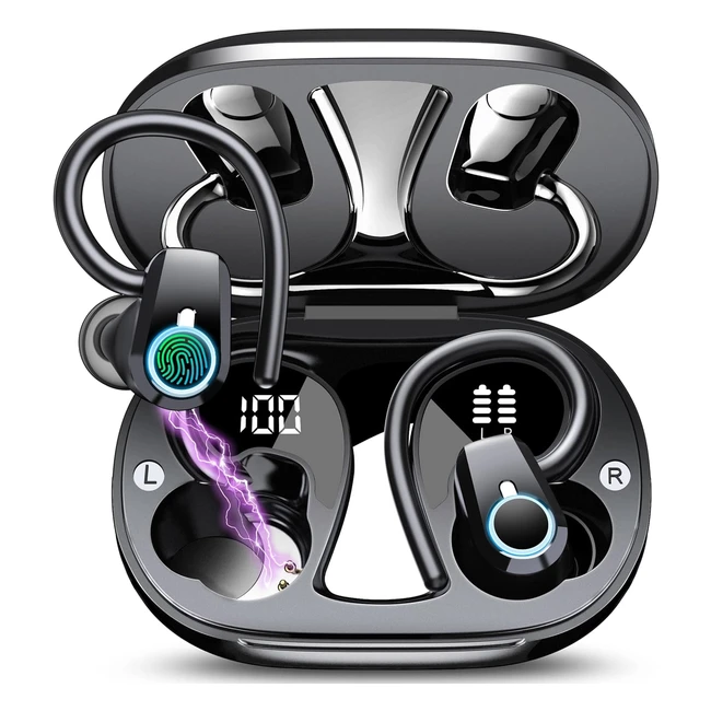 Écouteurs Bluetooth Sport OYIB - Hi-Fi Stéréo, Étanches IPX7, Microphone, LED, Casque pour Running/Gym