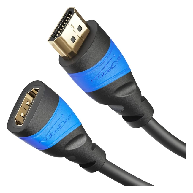 KabelDirekt HDMI Verlängerungskabel, 4K Ultra HD, 3D, ARC, Ethernet, 2m