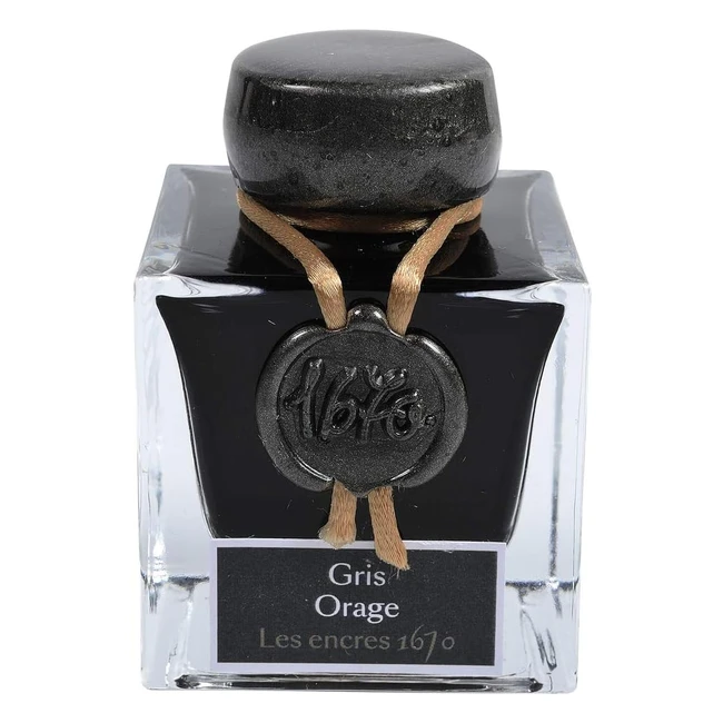 Jacques Herbin 15009JT - Encre pailletée dorée 1670 pour stylo-plume, roller, plume de verre et porte-plume 50 ml gris orage