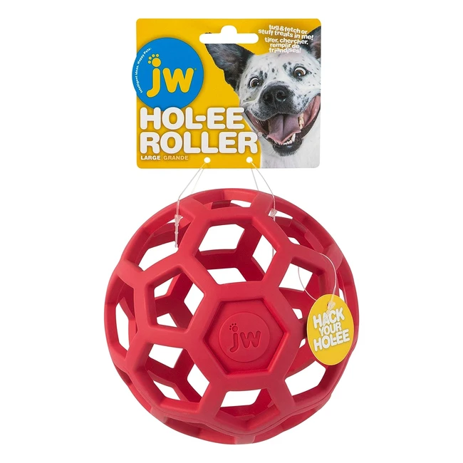 JW Pets JW43112 Holee Roller Large - Assorted Colors - Durable, Elastic Rubber - High Jumping Power - Great for Fetching