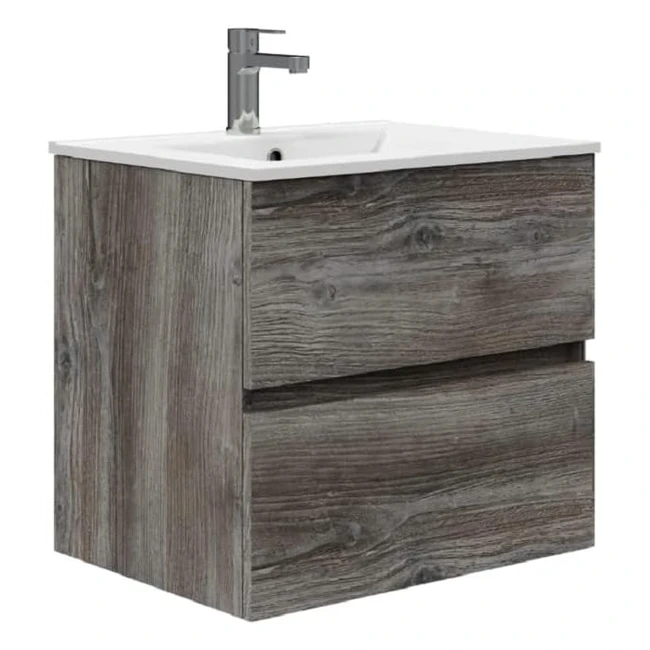 Baikal Mueble de Baño Dos Cajones Suspendido con Lavabo Melamina 16 - Vintage