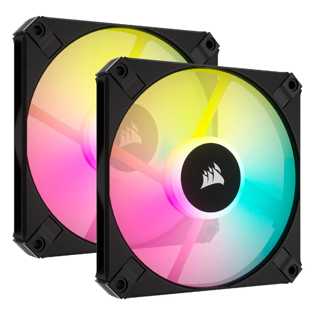 Corsair AF120 RGB Slim Kit de Ventilador 120mm - Perfil Delgado - 8 LED RGB Direccionables - Pack Doble - Negro