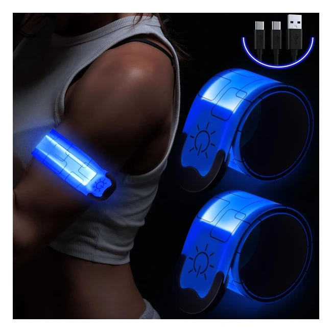 Bracelet lumineux LED rechargeable Simket - Visibilité 360 degrés - Mode flash - Garantie à vie