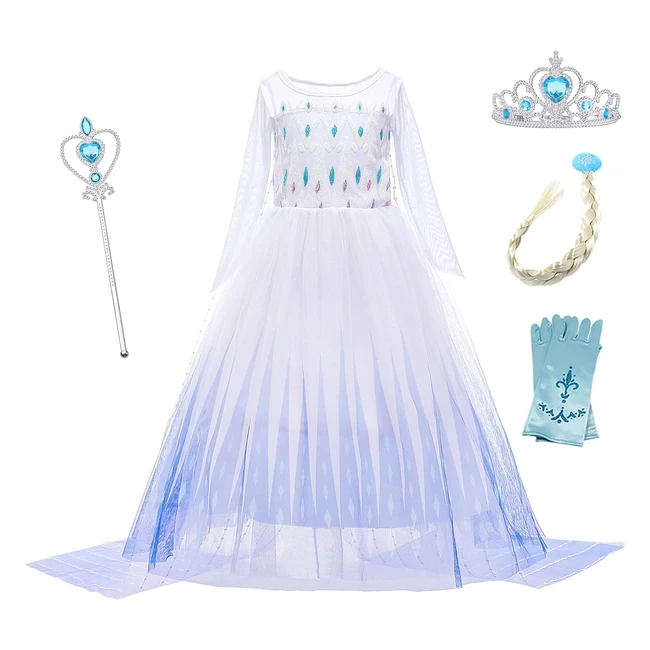 Vestido de Princesa Elsa para Niñas - Halloween, Navidad, Carnaval - Talla 3-10 años - Morado