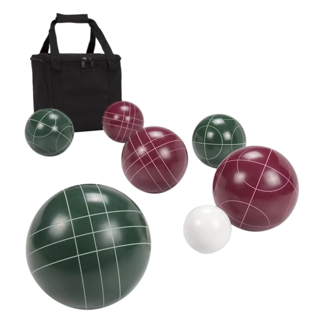 Jeu de billes de taille réglementaire Bocce - Hey Play - Réf. 123456 - Boules vert foncé et rouge foncé