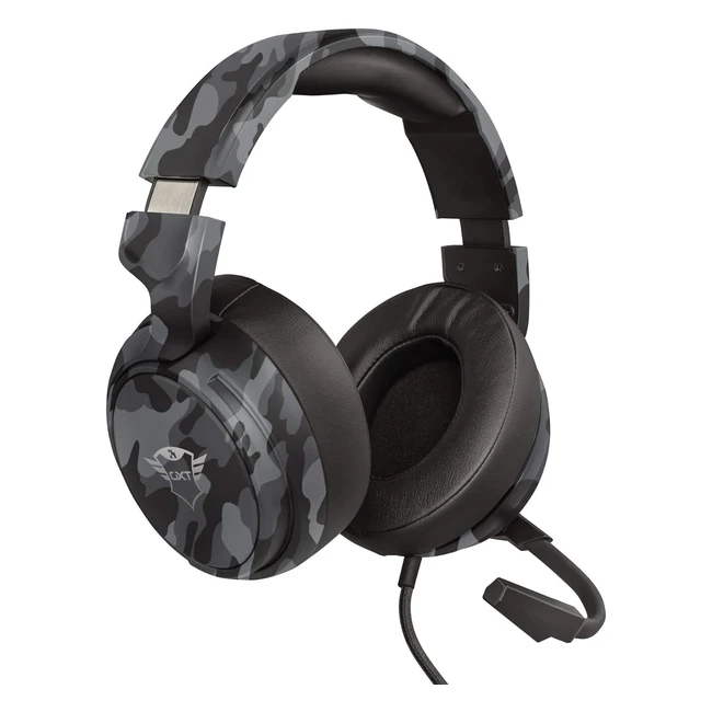 Trust Cascos Gaming GXT 433K Pylo - Auriculares Gamer con Micrófono Plegable - Altavoces Activos de 50 mm - Cable Trenzado - Negro Camuflaje