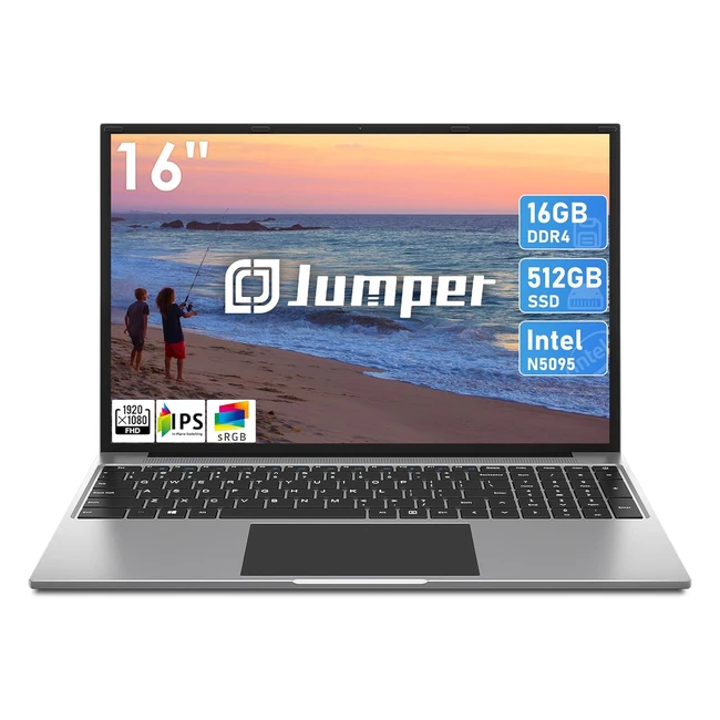 Jumper 16 Inch Laptop Intel Celeron N5095 2.9GHz 16GB RAM 512GB SSD Ultrabook