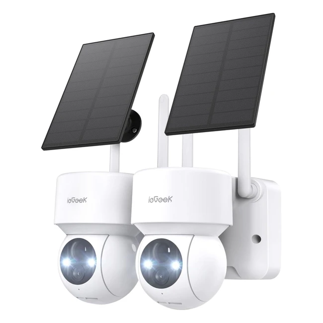 Telecamera wifi esterno senza fili iegeek con pannello solare 360 PTZ 2K 3MP visione notturna