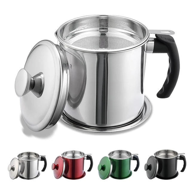 Contenitore per Grasso di Pancetta Kyraton in Acciaio Inox 14L - Con Colino e Coperchio