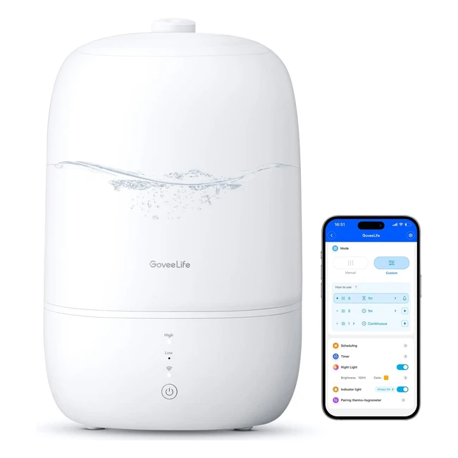 Goveelife 3L Top Fill Cool Mist Humidifier with WiFi Control - Auto Shutoff, Alexa Compatible