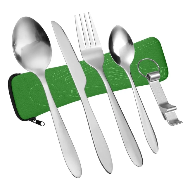 Set Posate Vicloon 6 Pcs in Acciaio Inossidabile - Coltello, Forchetta, Cucchiaio - Custodia Portatile - Ideale per Campeggio e Picnic