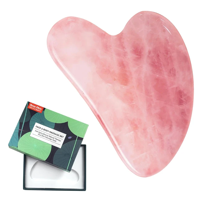 Rena Chris Gua Sha Facial Tools - Natural Rose Quartz, Jawline Sculpting, Puffiness Reducing, Skin Care Gift