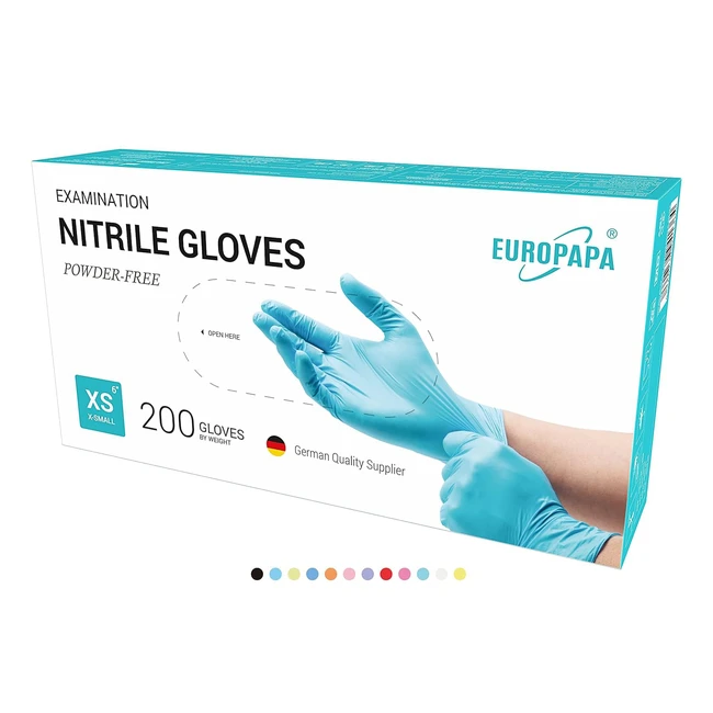 Europapa 200 guanti usa e getta in nitrile senza polvere EN455 EN374 - Resistenti, maneggevoli, taglie S-XL