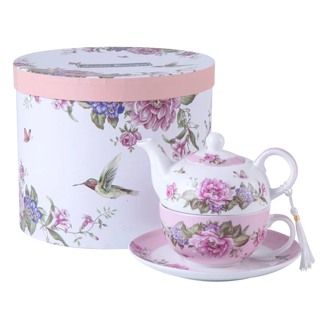 Ensemble de tasse et soucoupe en porcelaine pour une personne - Motif floral - Boîte cadeau