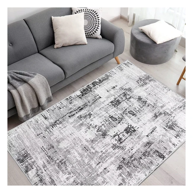 Vamcheer Machine Washable Rugs - Soft Faux Short Pile Area Rugs - Non-Slip - Large Grey Rug 160x230cm