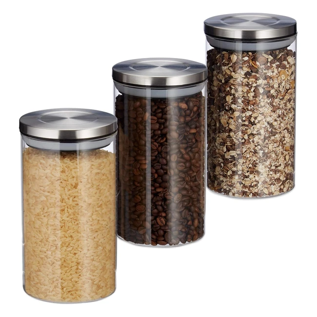 Lot de 3 pots de stockage étanches à l'air Relaxdays 10027998