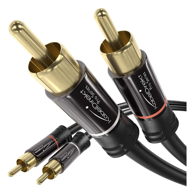 KabelDirekt RCA Audiokabel 2m, Coaxialkabel für Verstärker, Stereoanlagen, HiFi-Systeme, und andere Geräte mit RCA-Anschluss, 2x RCA auf 2x RCA
