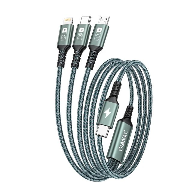 Cable USB C a Multi Cable 12m 3 en 1 - Carga Rápida 100W - Gianac
