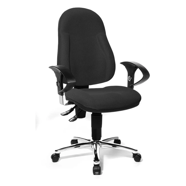Topstar Wellpoint 10 Deluxe Bürostuhl ergonomischer Schreibtischstuhl mit höhenverstellbaren Armlehnen Stoffbezug schwarz
