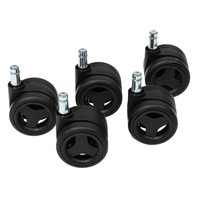 Topstar Hartbodenrollen für Bürostuhl, 5 Räder, Speichendesign, passend für Sitness RS, Kunststoff schwarz, Pin-Durchmesser 11 mm, Rad-Durchmesser 65 mm