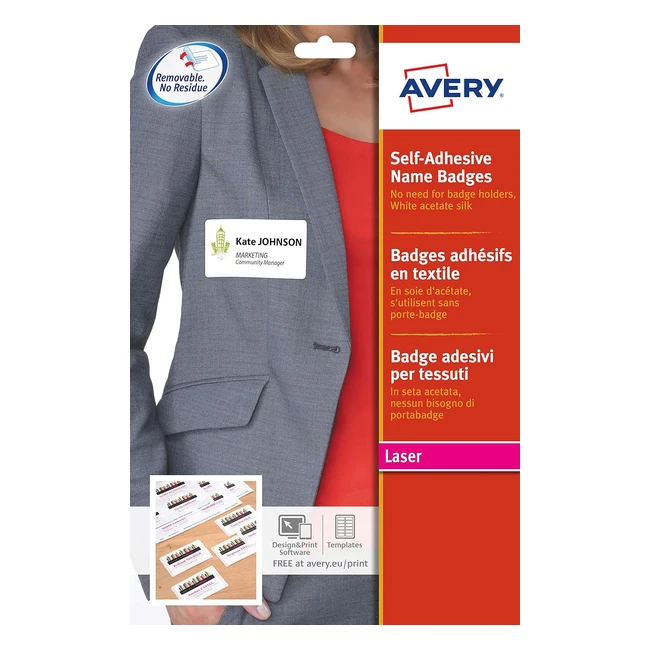 Badge adesivi Avery L478520 stampanti laser 20 fogli 80 x 50 bianco
