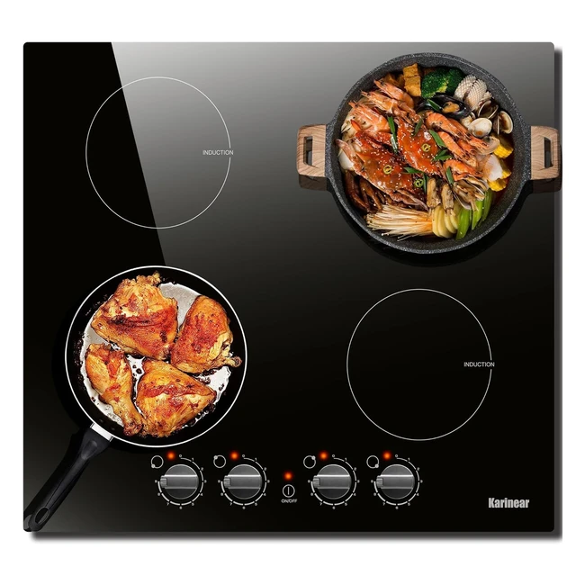 Piano induzione 4 fuochi KariNear, 7700W, 9 livelli di potenza