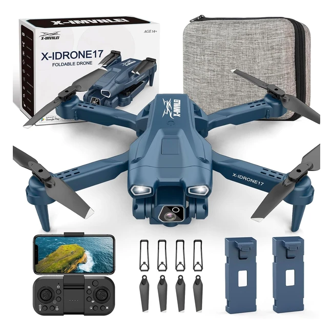 Drone x17p avec caméra HD 1080p, 2 caméras, lentille réglable, 135° RC FPV WiFi Quadcopter